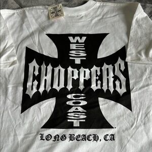 West Coast Choppers White Short-Sleeve Logo Tee retro vintage size l